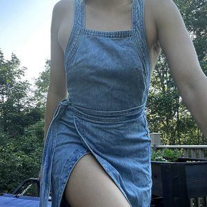 Jean backless wrap dress